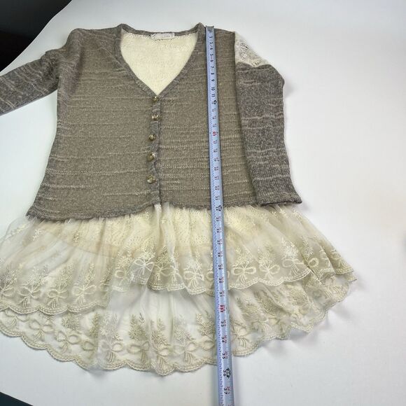 Areve Lace Crochet Duster Cardigan Sz M Long Fairycore Boho Chic Grunge Festival - Picture 7 of 10
